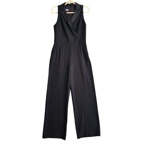 Trina Turk Womens Sleeveless Glitter Jumpsuit Size 4 Black Metallic Straight Leg - Picture 2 of 13